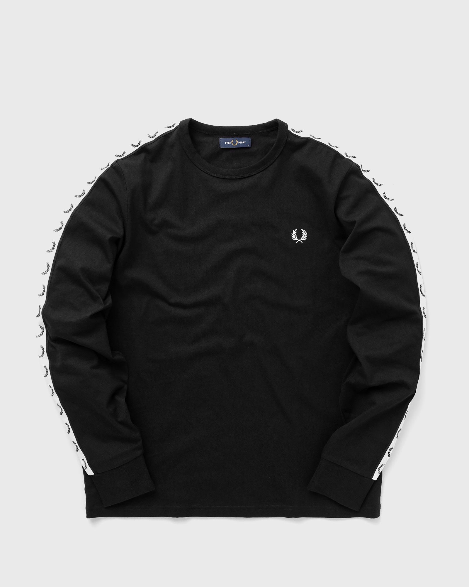 Fred Perry TAPED LONG SLEEVE T-SHIRT men Longsleeves black in Größe:M von Fred Perry