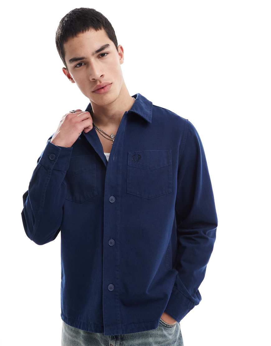 Fred Perry - Twill-Hemdjacke in Marineblau von Fred Perry