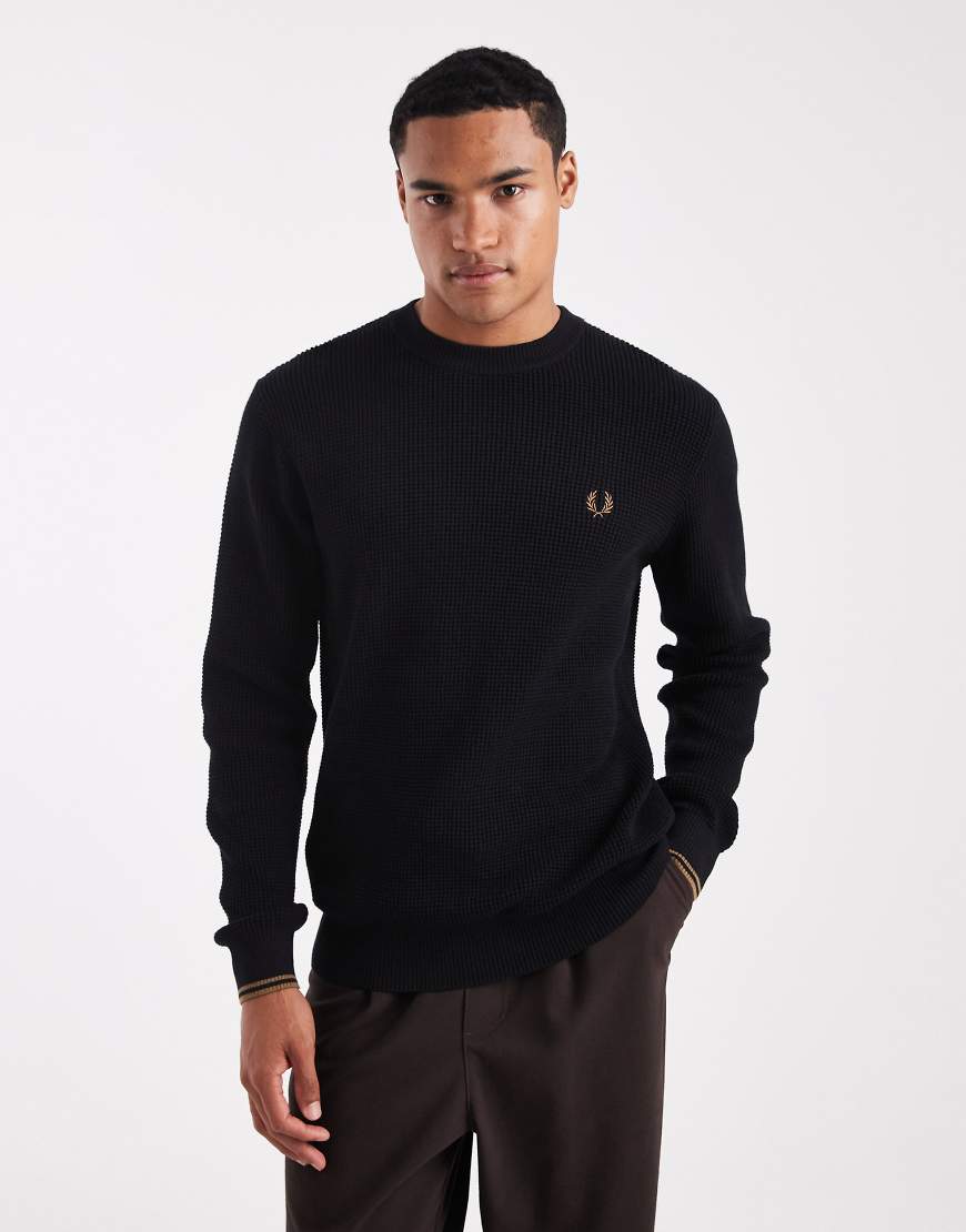 Fred Perry - Waffelpullover in Schwarz von Fred Perry