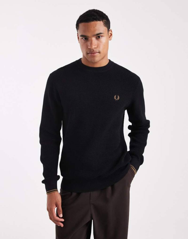 Fred Perry - Waffelpullover in Schwarz von Fred Perry