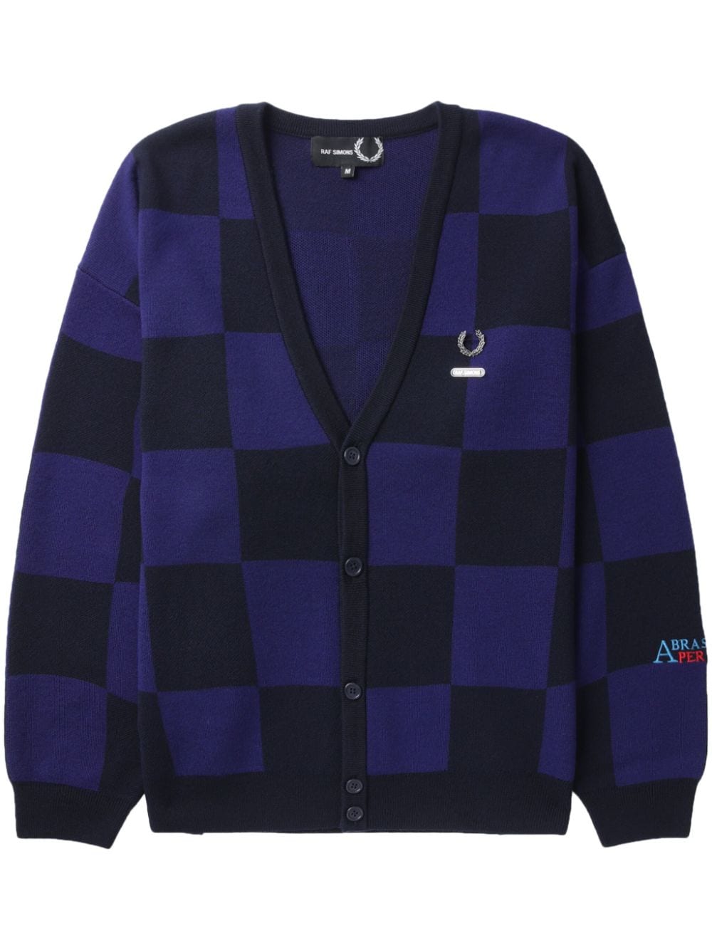 Fred Perry x Raf Simons karierter Cardigan mit Logo-Applikation - Blau von Fred Perry