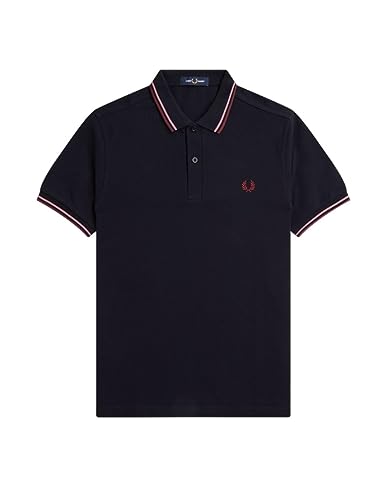 POLO UOMO FRED PERRY BLU NAVY CON DETTAGLI ROSA E ROSSI von Fred Perry