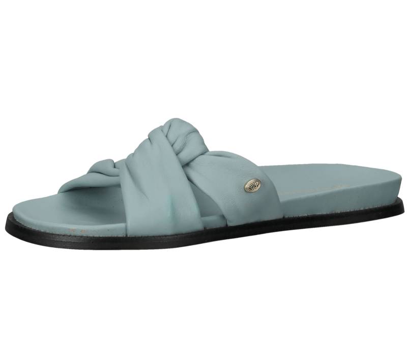 FRED DELA BRETONIERE Damen Pantolette Echtleder-Sandale mit geknotetem Riemen Sommer-Schuhe 170010217 Hellblau von Fred de la Bretoniere