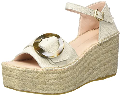 Fred de la Bretoniere Damen FRS1368 Sandalette Soft Grain Leather Espadrille Wedge Sandal, beige, 40 EU von Fred de la Bretoniere