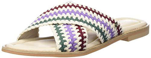 Fred de la Bretoniere Damen FRS1451 Slipper Crochet Flat Sandal, Offwhite/lila/Bordo/Green, 37 EU von Fred de la Bretoniere