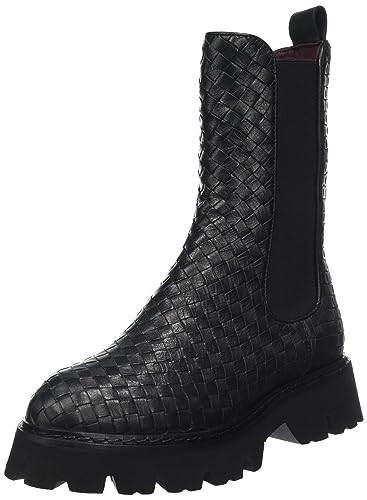 Fred de la Bretoniere Damen ROMEE Woven Chelsea Boot, Black, 38 EU von Fred de la Bretoniere