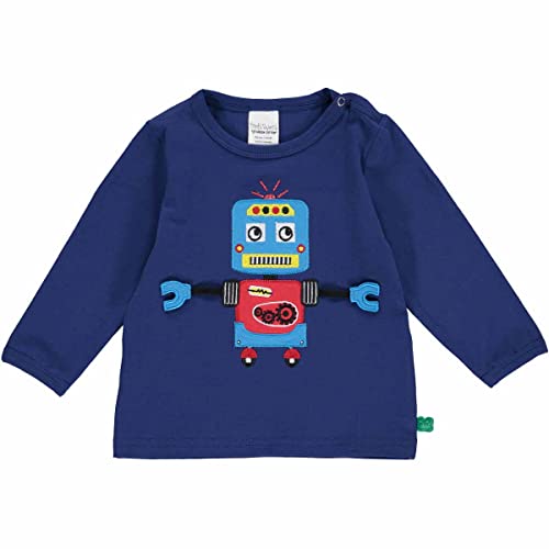 Fred's World by Green Cotton Baby - Jungen Hello Robot L/S Baby T Shirt, Deep Blue, 80 EU von Fred's World by Green Cotton