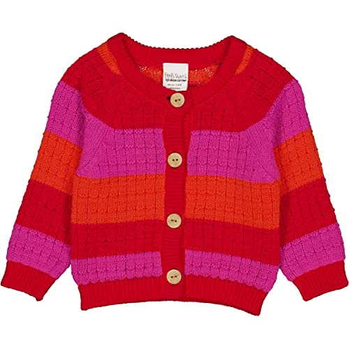 Fred's World by Green Cotton Baby - Jungen Knit Stripe Baby Cardigan Sweater, Lollipop, 86 EU von Fred's World by Green Cotton