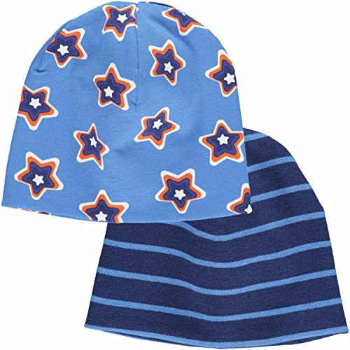 Fred's World by Green Cotton Jungen Star 2-pack Beanie Hat, Happy blue/Deep blue/Energy blue/Mandarin, 8 Jahre EU von Fred's World by Green Cotton