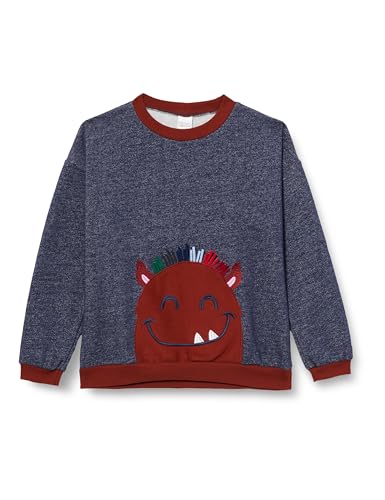 Fred's World by Green Cotton Unisex Hello Monster Sweatshirt, Denim Navy, 104 EU von Fred's World by Green Cotton