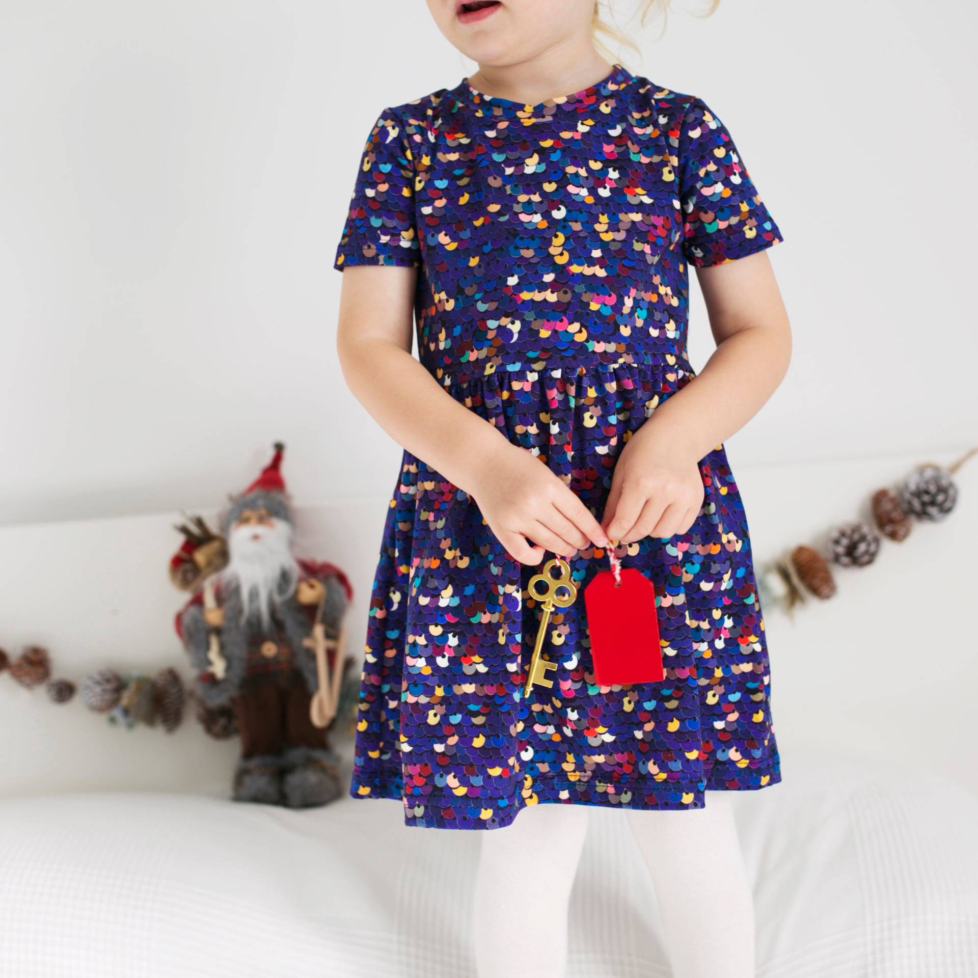 Mädchen Baumwollkleid Mit Paillettendruck - Party & Festlich, Uk Handmade von FredandNoah