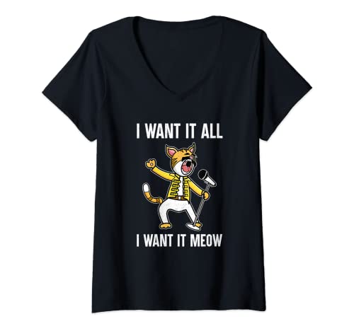Damen Freddie Cat Parodie Rock and Roll T-Shirt mit V-Ausschnitt Damen Freddie Cat Parodie Rock and Roll T-Shirt mit V-Ausschnitt von Freddie Cat Parody Clothing