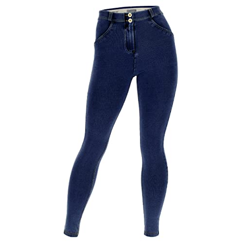 FREDDY - Jeggings Push Up WR.up® Curvy Bein Superskinny Jersey-Denim, Dunkle Jeans mit gelben Nähten, XL von Freddy