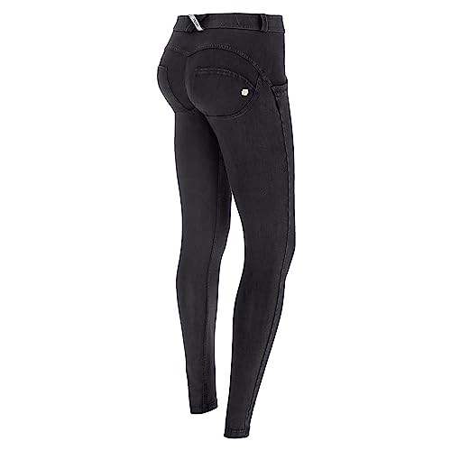 Freddy WR.UP® Damen Push-Up Jeans - Regular Waist Super Skinny - Schwarz - Schwarze Nähte Größe M von Freddy