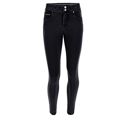 FREDDY - N.o.w.® Pants 7/8 Skinny mittlere Taille aus Baumwolle Denim, Schwarze Jeans-Naht in Ton, S von Freddy