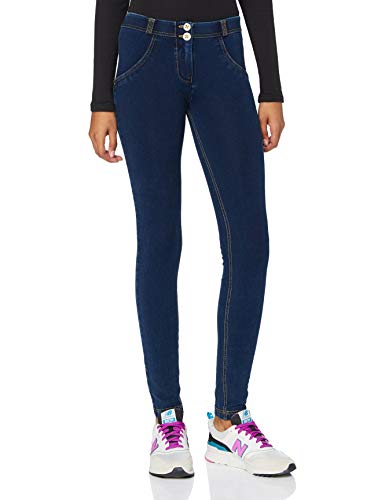 FREDDY Damen Wrup1rc002 Leggings, Dunkle Jeans mit Gelben Nähten, S von Freddy