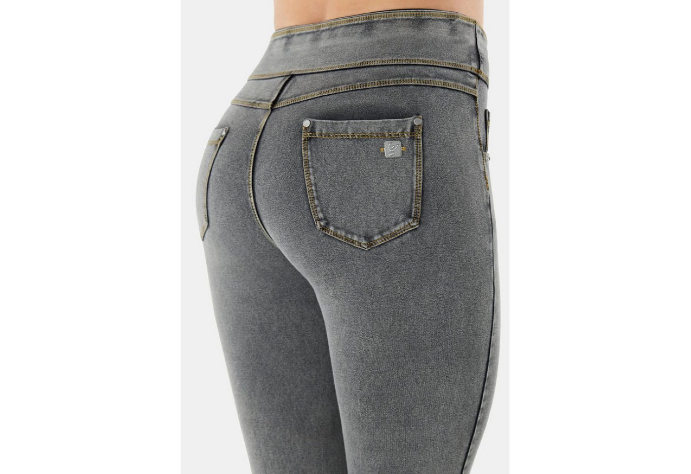 Freddy Jeansjeggings Skinny N.O.W.® Hose m. umgeschlagener Taille aus Jersey in Denim-Optik 5-Pocket-Style von Freddy