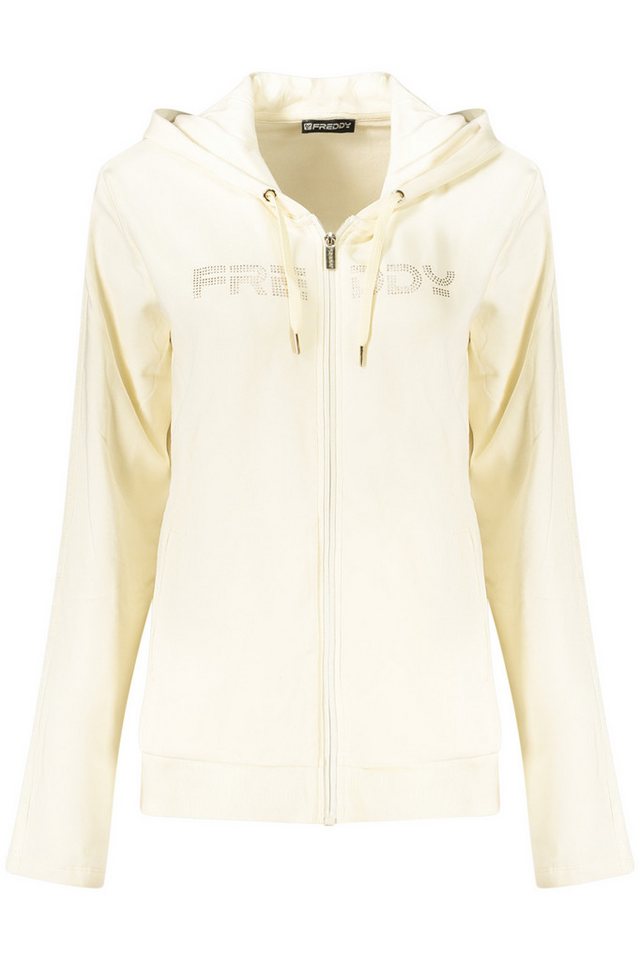 Freddy Sweatshirt Weißer Damen-Kapuzenpullover mit Strass und von Freddy