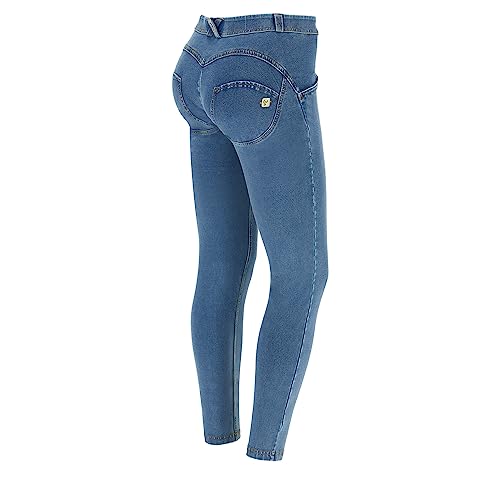 WR.UP FREDDY Jeggings Push Up Superskinny, hohe Taille mit Reißverschluss,, Clear Jeans-Yellow Seams, XS von FREDDY