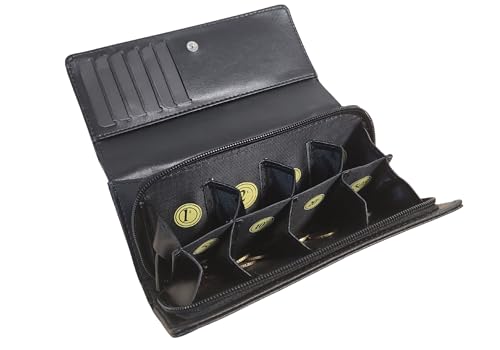 Frédéric Johns - Münzsortierer + Geldscheinfach – 8 separate Fächer – Euro-Geldbörse – Geldbörse für Damen oder Herren – hochwertige Qualität – Geschenkidee, Schwarz XL, one size, Einfach von Frédéric Johns