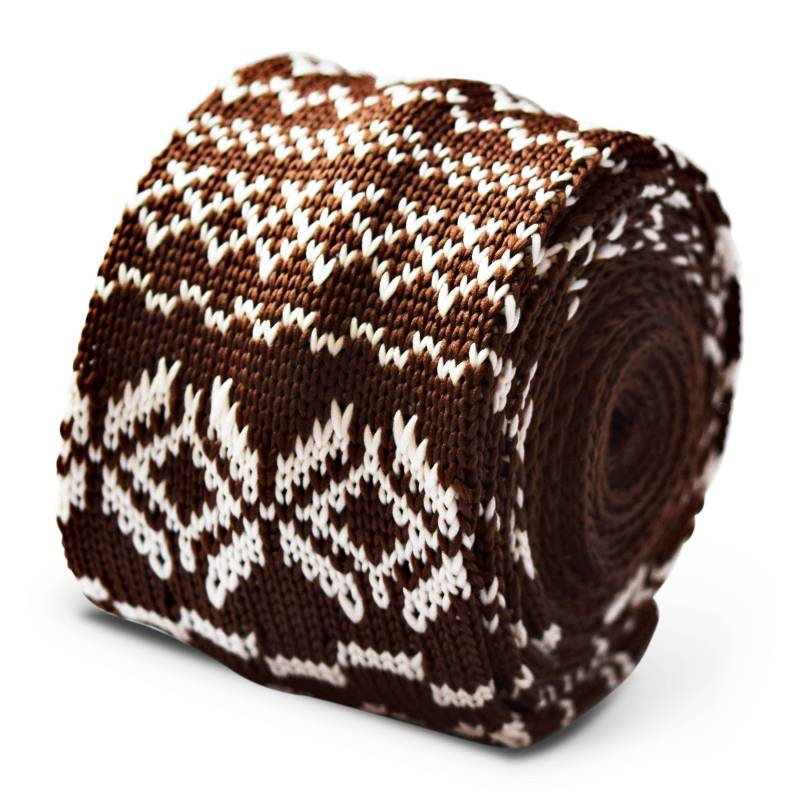 Braun Und Weiß Mit Weihnachtspullover Design Gestrickte Krawatte Von Friedrich Thomas Ft3391 von FrederickThomas