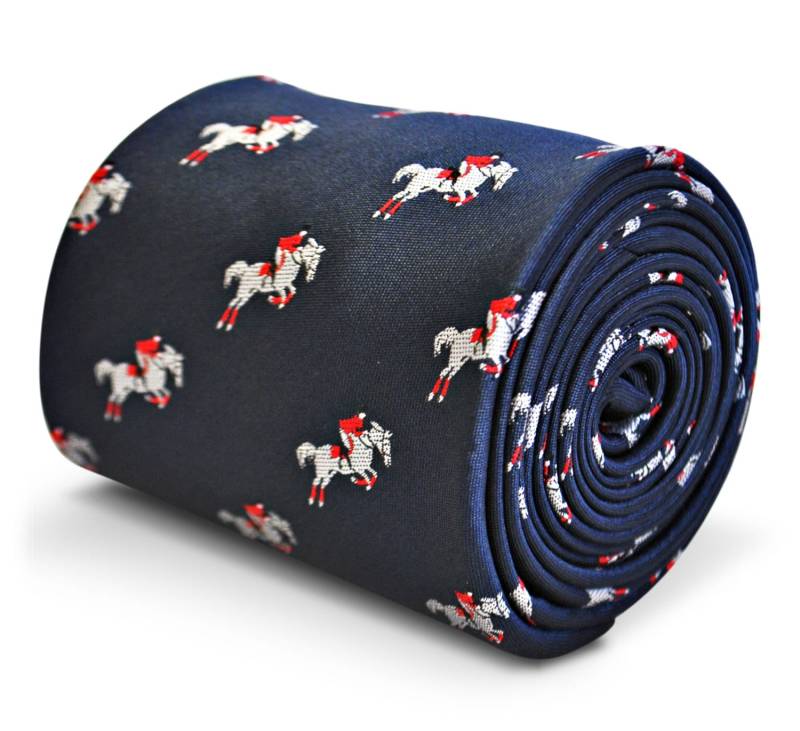 Dunkelblaue Krawatte Mit Springpferdemuster, Bestickt, Design By Friedrich Thomas Ft3207 von FrederickThomas