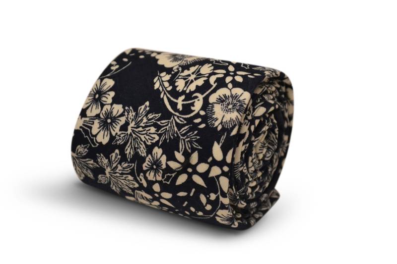 Dunkelblaue Krawatte Mit Weißem Blumenmuster Von Friedrich Thomas Ft3506 von FrederickThomas