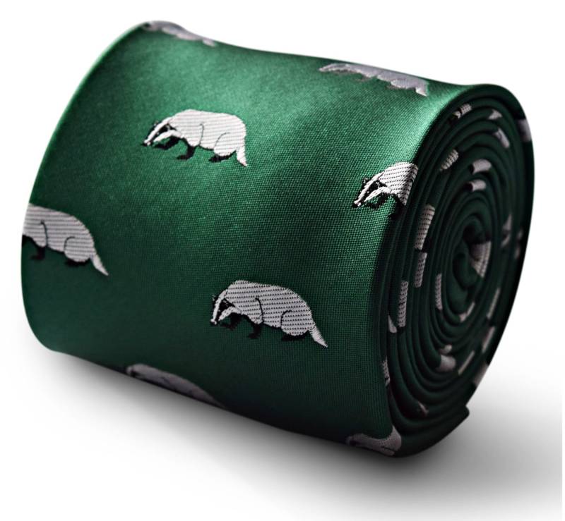 Dunkelgrüne Krawatte Mit Dachs Gesticktem Design Von Friedrich Thomas Ft3339 von FrederickThomas