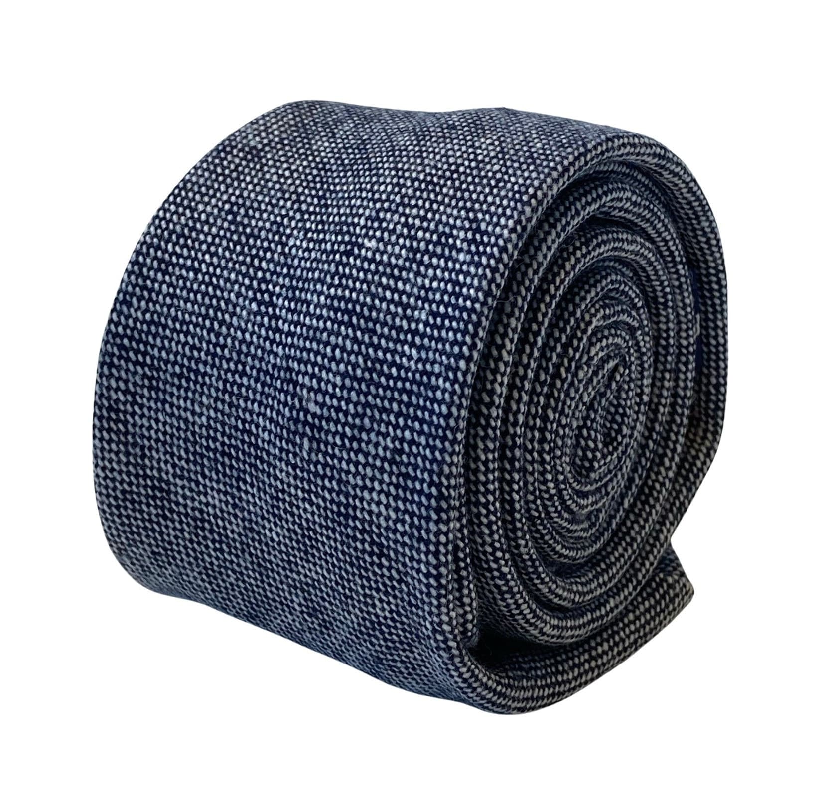 Friedrich Thomas 100% Wolle Tweed Krawatte Marine Blau & Weiß Gesprenkelt Meliert von FrederickThomas