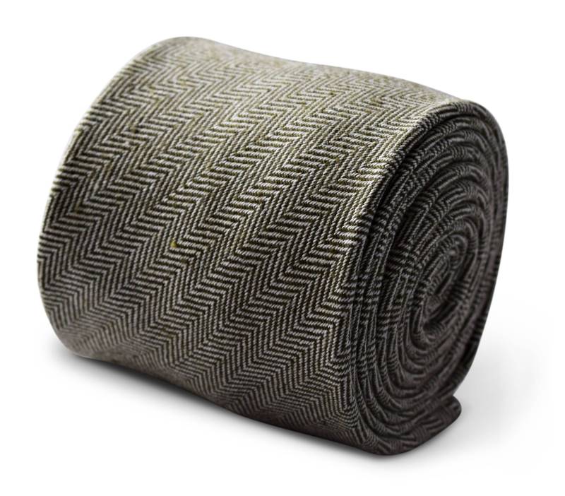 Friedrich Thomas Grün-Weiße Fischgrät 100% Wolle Herrenkrawatte Ft3355 von FrederickThomas