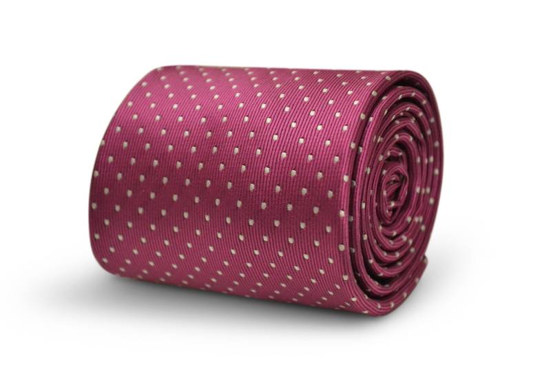 Fuschia Pinkfarbene Krawatte Mit Kleinen Weißen Pin-Tupfen Von Friedrich Thomas Ft3501 von FrederickThomas
