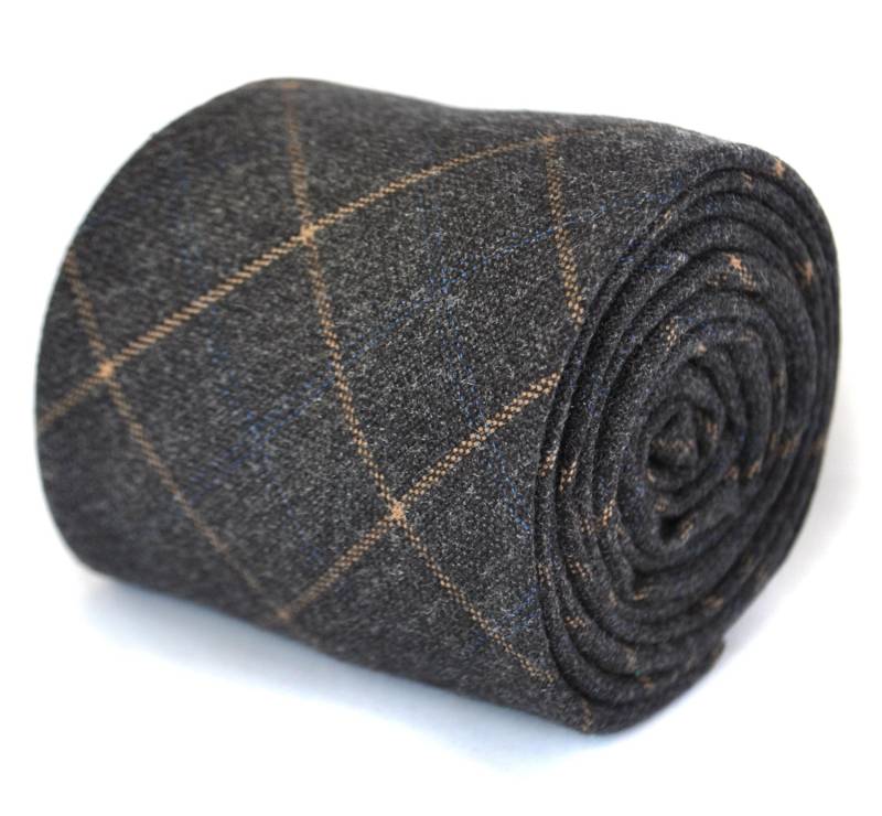 Grau-Orange Karierte Tweed Wollkrawatte Von Friedrich Thomas Ft1942 Kariert von FrederickThomas