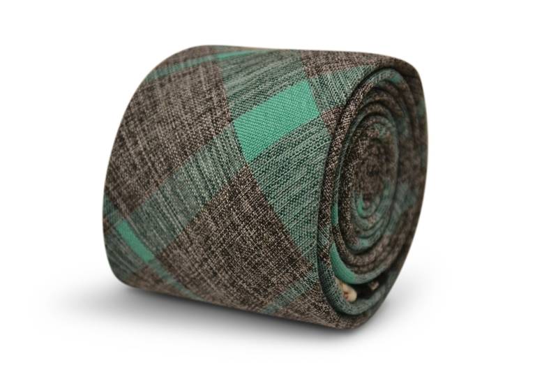 Graue Baumwollkrawatte Mit Mintgrünem Karodesign Von Friedrich Thomas Kariert von FrederickThomas