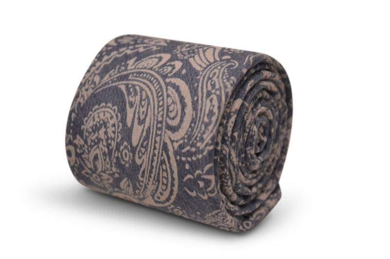 Dusty Denim Blue Krawatte Mit Weißem Paisley Design Von Friedrich Thomas Ft3530 von FrederickThomas