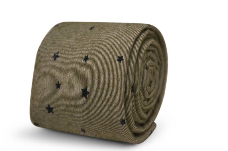 Hellgraugrüne Baumwollkrawatte Mit Stern Design Von Friedrich Thomas Ft3539 von FrederickThomas