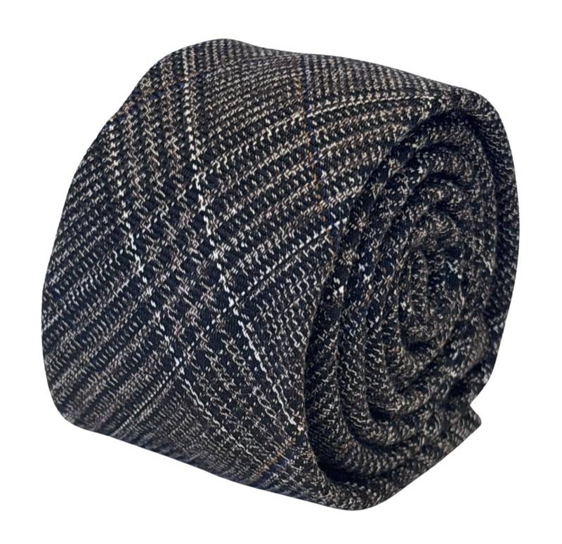 Kastanien Dunkelbraun Karierte Tweed Wolle Krawatte Passendes Einstecktuch Von Friedrich Thomas von FrederickThomas