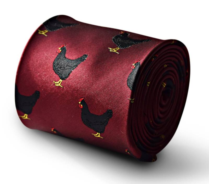Kastanienbraune Weinrote Krawatte Mit Huhn Gesticktem Design Von Friedrich Thomas Ft3346 von FrederickThomas