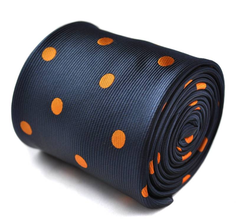 Navy Und Orange Polka Spot Krawatte Von Friedrich Thomas Ft1410 von FrederickThomas