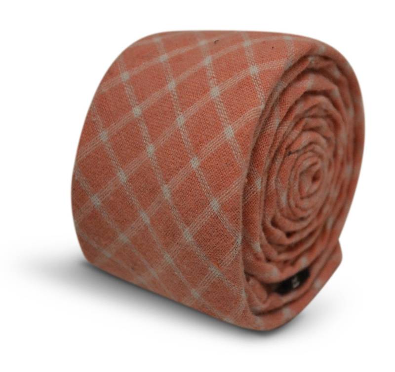 Pfirsich Blass Orange Krawatte Mit Weiß Karo Von Friedrich Thomas Ft3527 von FrederickThomas