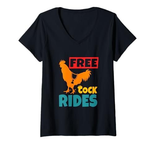 Damen Free Cock Rides Vintage Bekleidung T-Shirt mit V-Ausschnitt Damen Free Cock Rides Vintage Bekleidung T-Shirt mit V-Ausschnitt von Free Cock Rides Vintage Quote