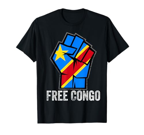 DR Kongo Flagge Patriotische Männer Faust Free Congo Kongo Flagge T-Shirt DR Kongo Flagge Patriotische Männer Faust Free Congo Kongo Flagge T-Shirt von Free Congo Flag Gifts for Congolese Patriots