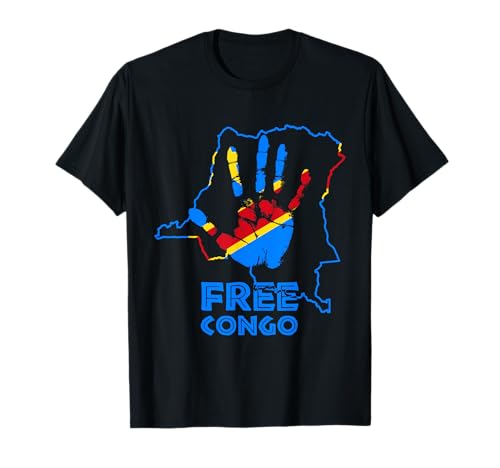 Free Congo Flag Gifts für Kongolesische Expats, Touristen, DR Kongo Fußballfans - Unisex-Erwachsene, Unisex-Kinder - Schwarz - Small - Retro-Design, Doppelt genähter Saum - T-Shirt Free Congo Flag Gifts für Kongolesische Expats, Touristen, DR Kongo Fußballfans - Unisex-Erwachsene, Unisex-Kinder - Schwarz - Small - Retro-Design, Doppelt genähter Saum - T-Shirt von Free Congo Flag Gifts for Congolese Patriots