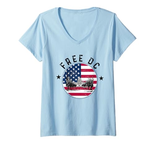 Damen Free DC Washington D.C. Capitol Hill Amerikanische Flagge T-Shirt mit V-Ausschnitt Damen Free DC Washington D.C. Capitol Hill Amerikanische Flagge T-Shirt mit V-Ausschnitt von Free DC Washington D.C. American Flag