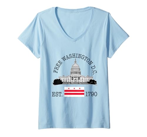 Damen Free DC Washington D.C. Flagge Capitol Hill Herren Damen T-Shirt mit V-Ausschnitt Damen Free DC Washington D.C. Flagge Capitol Hill Herren Damen T-Shirt mit V-Ausschnitt von Free DC Washington D.C. Flag