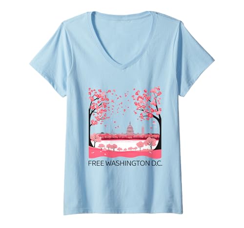 Damen Kostenlose DC Washington D.C. Capitol Hill Cherry Blossom T-Shirt mit V-Ausschnitt Damen Kostenlose DC Washington D.C. Capitol Hill Cherry Blossom T-Shirt mit V-Ausschnitt von Free DC Washington Merch Apparel