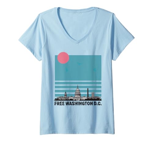 Damen Free DC Washington D.C. Capitol Hill District of Columbia T-Shirt mit V-Ausschnitt Damen Free DC Washington D.C. Capitol Hill District of Columbia T-Shirt mit V-Ausschnitt von Free DC Washington Souvenir Merch