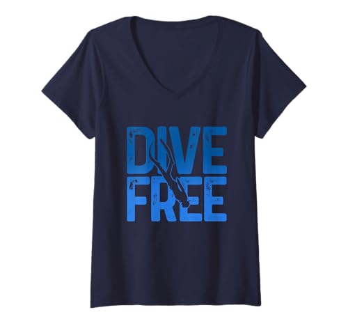 Damen Freitaucher T-Shirt mit V-Ausschnitt Damen Freitaucher T-Shirt mit V-Ausschnitt von Free Diving Apparel & Gifts