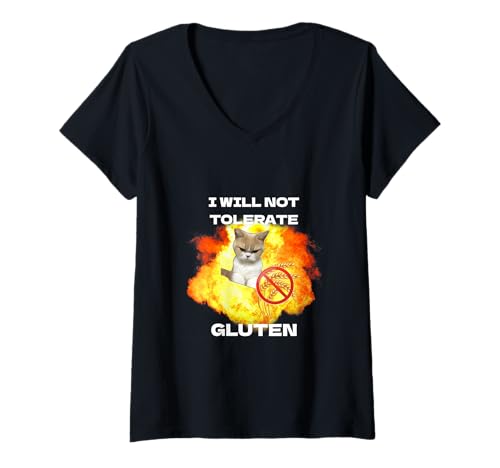 Damen Ich vertrage kein Gluten//Lustiges Glutenfreies/Zöliakie T-Shirt mit V-Ausschnitt Damen Ich vertrage kein Gluten//Lustiges Glutenfreies/Zöliakie T-Shirt mit V-Ausschnitt von Free From Life