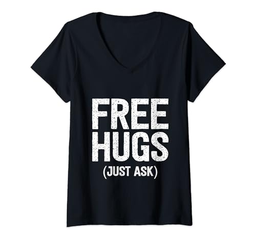 Damen Free Hugs Just Ask T-Shirt mit V-Ausschnitt Damen Free Hugs Just Ask T-Shirt mit V-Ausschnitt von Free Hugs Just Ask
