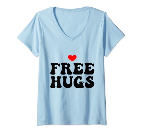 Damen Love Heart Free Hugs T-Shirt mit V-Ausschnitt Damen Love Heart Free Hugs T-Shirt mit V-Ausschnitt von Free Hugs Love Heart